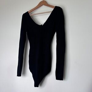 Abercrombie and Fitch Long Sleeve Ribbed Body Contour Body Suit Black Medium